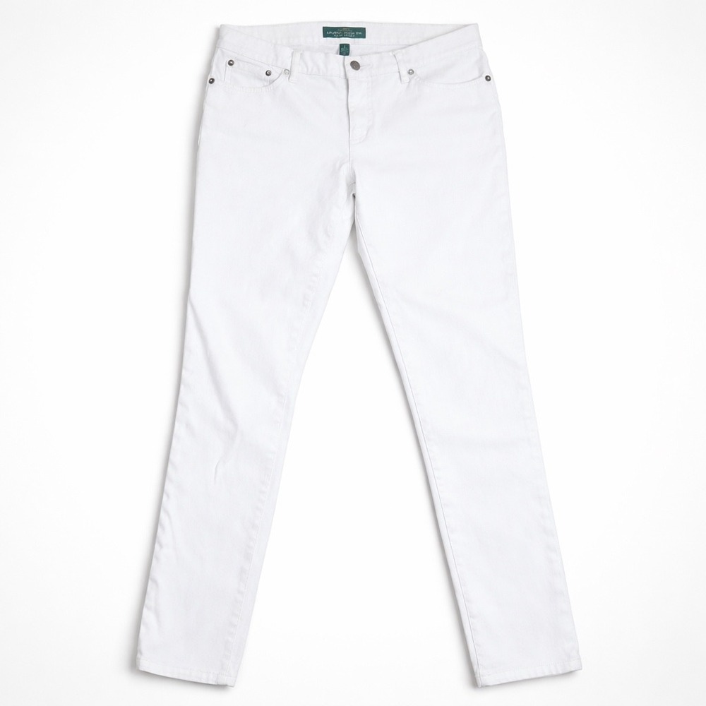 LRL Lauren Jeans Co Ralph Lauren Women 8 White Modern Skinny Stretch Denim Pants